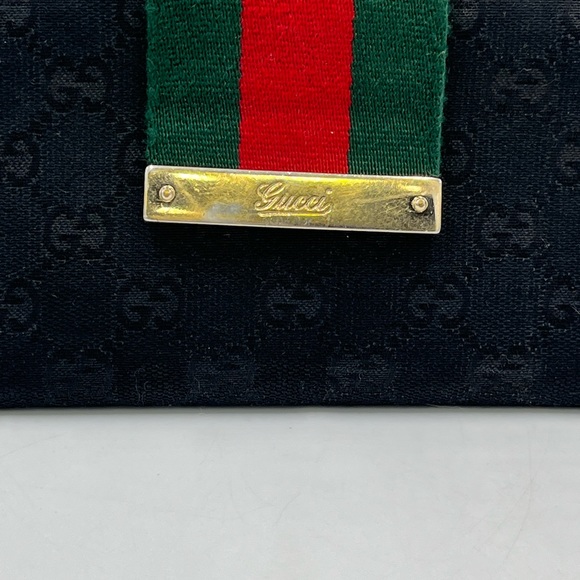 SOLD!!! GUCCI Vintage GG Web Black Canvas and Leather Heritage Collection Wallet - Picture 3 of 14